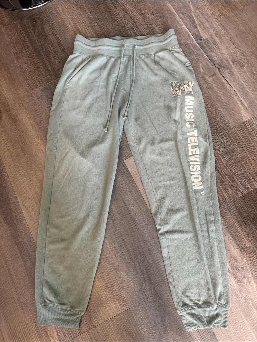 MTV Sage Green Track Joggers with White Logo